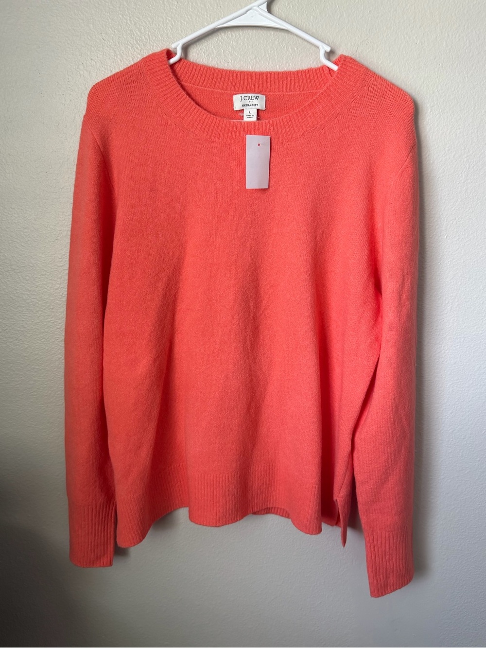J.Crew Extra Soft Coral Crewneck Sweater Women’s Large Minimalist NWT